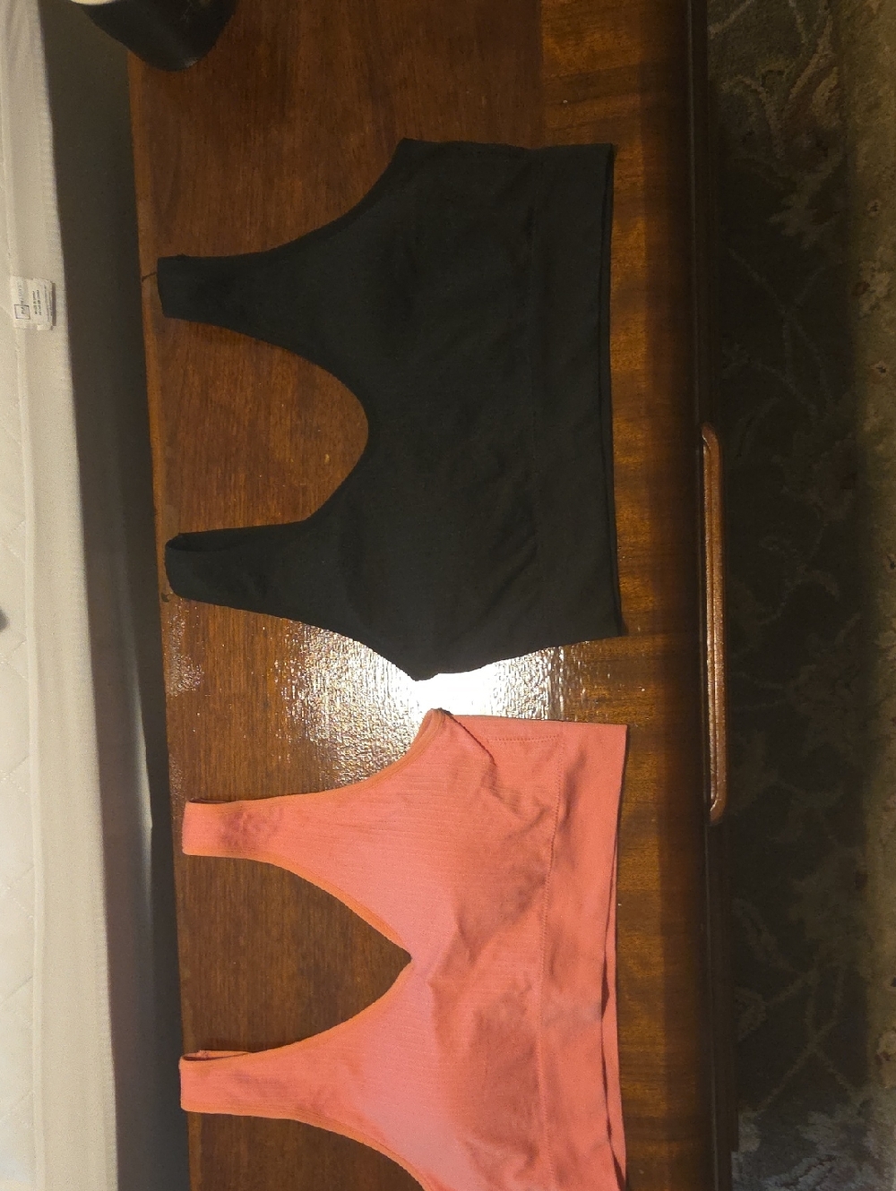 Just My Size Seamless Sports Bras in Black & Coral